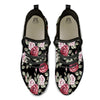 Rose Valentine's Day Print Pattern Black Athletic Shoes-grizzshop