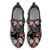 Rose Valentine's Day Print Pattern Black Walking Shoes-grizzshop