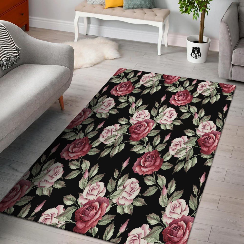 Rose Valentine's Day Print Pattern Floor Mat-grizzshop