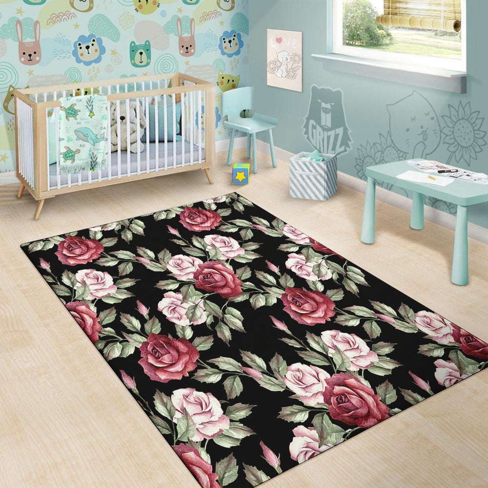 Rose Valentine's Day Print Pattern Floor Mat-grizzshop