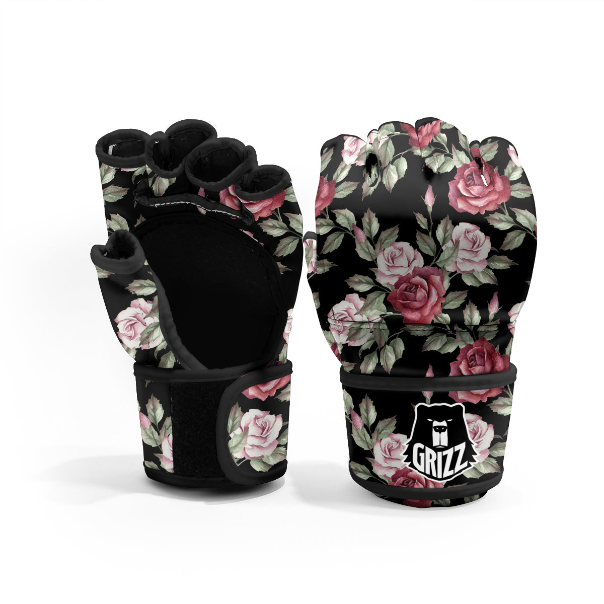 Rose Valentine's Day Print Pattern MMA Gloves-grizzshop