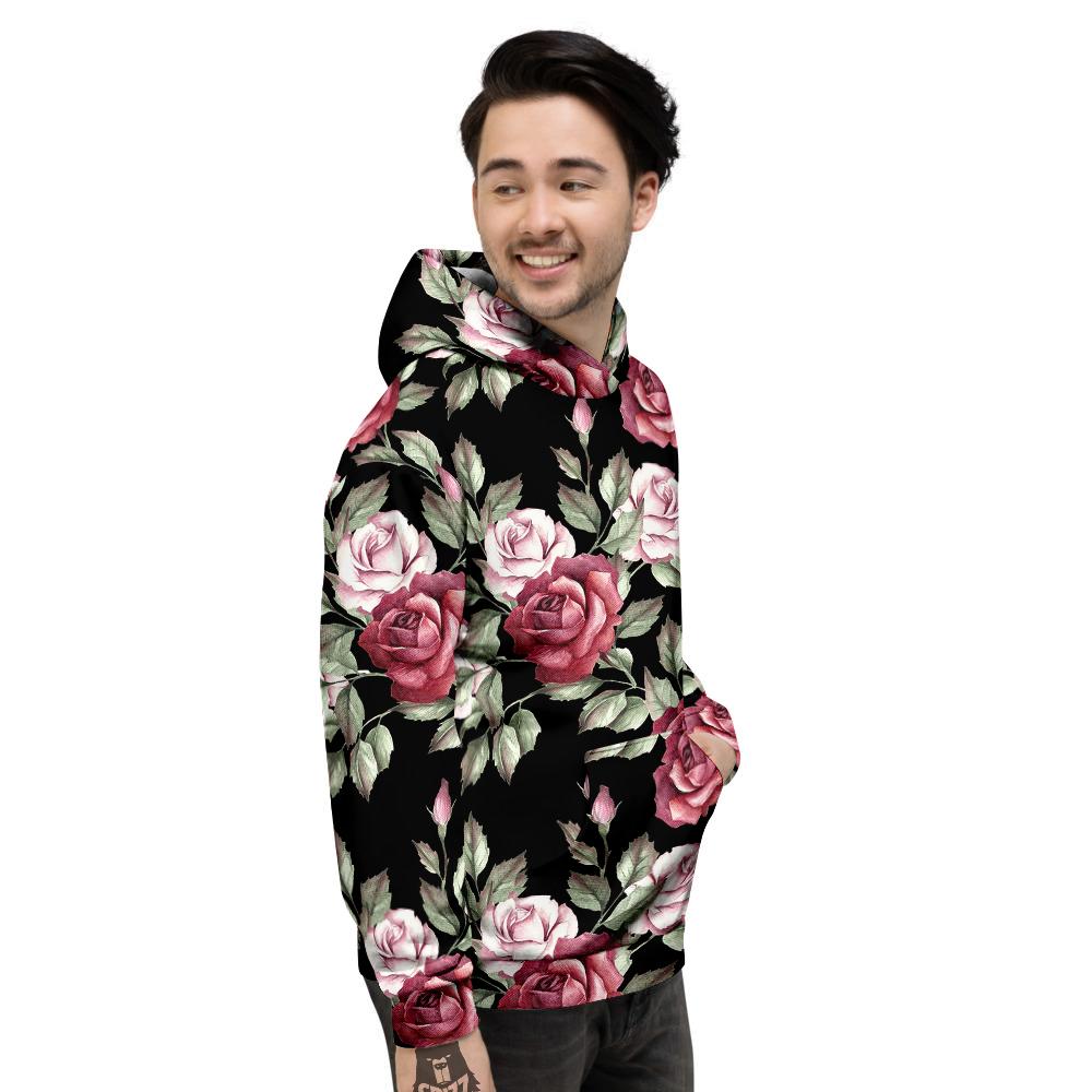 Rose Valentine's Day Print Pattern Men's Hoodie-grizzshop