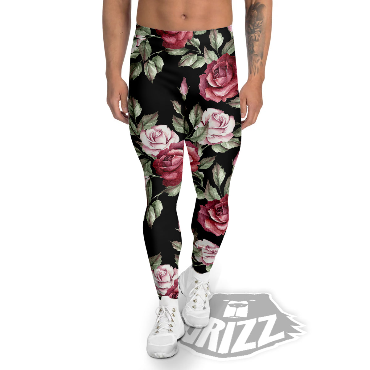 Rose Valentine's Day Print Pattern Men's Leggings-grizzshop