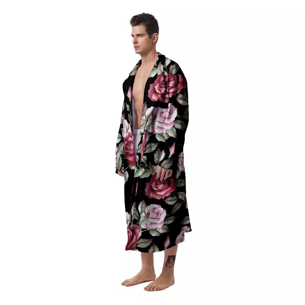 Rose Valentine's Day Print Pattern Men's Robe-grizzshop