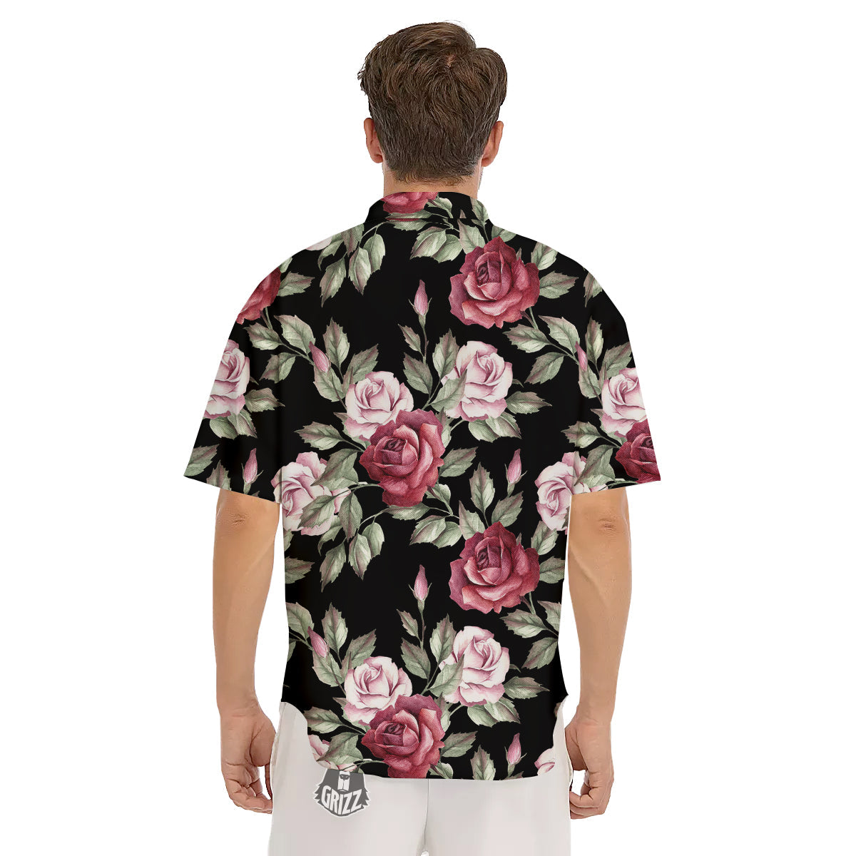 Rose Valentine's Day Print Pattern Men's Short Sleeve Shirts-grizzshop