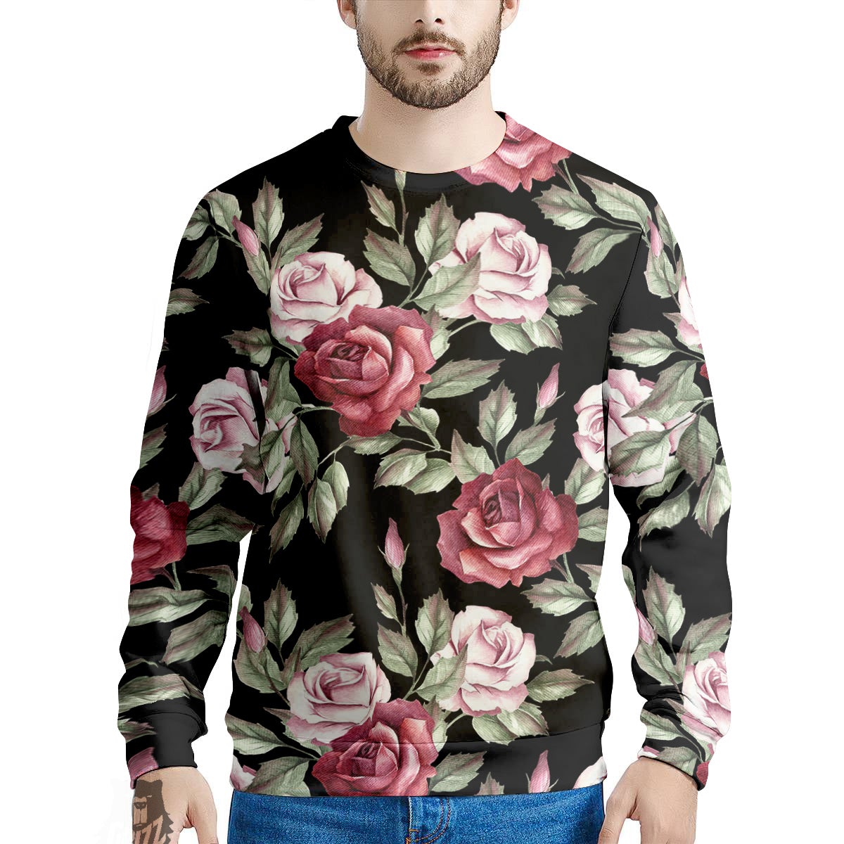 Rose Valentine's Day Print Pattern Men's Sweatshirt-grizzshop