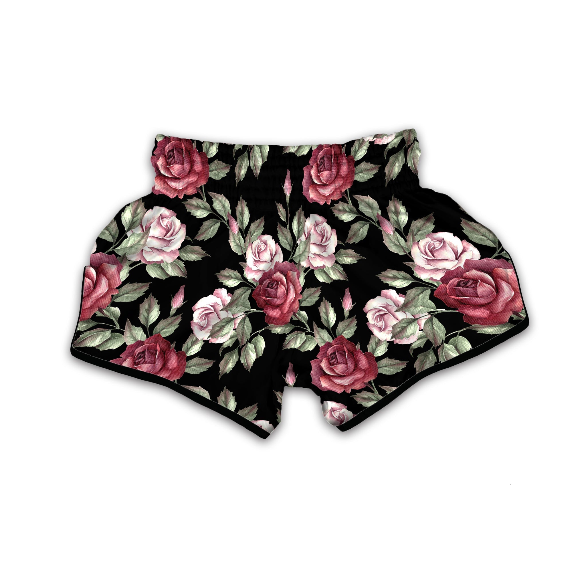 Rose Valentine's Day Print Pattern Muay Thai Boxing Shorts-grizzshop