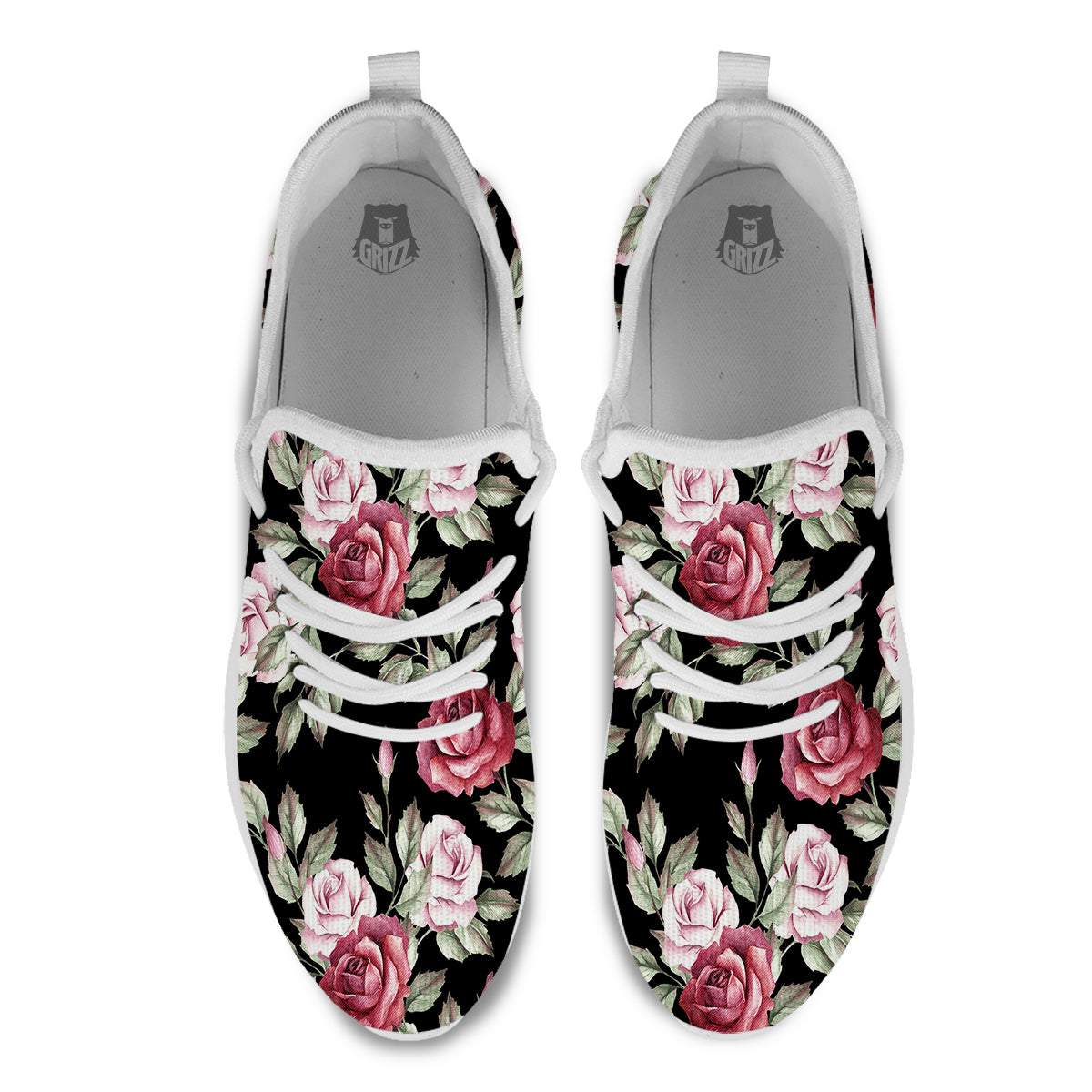 Rose Valentine's Day Print Pattern White Athletic Shoes-grizzshop