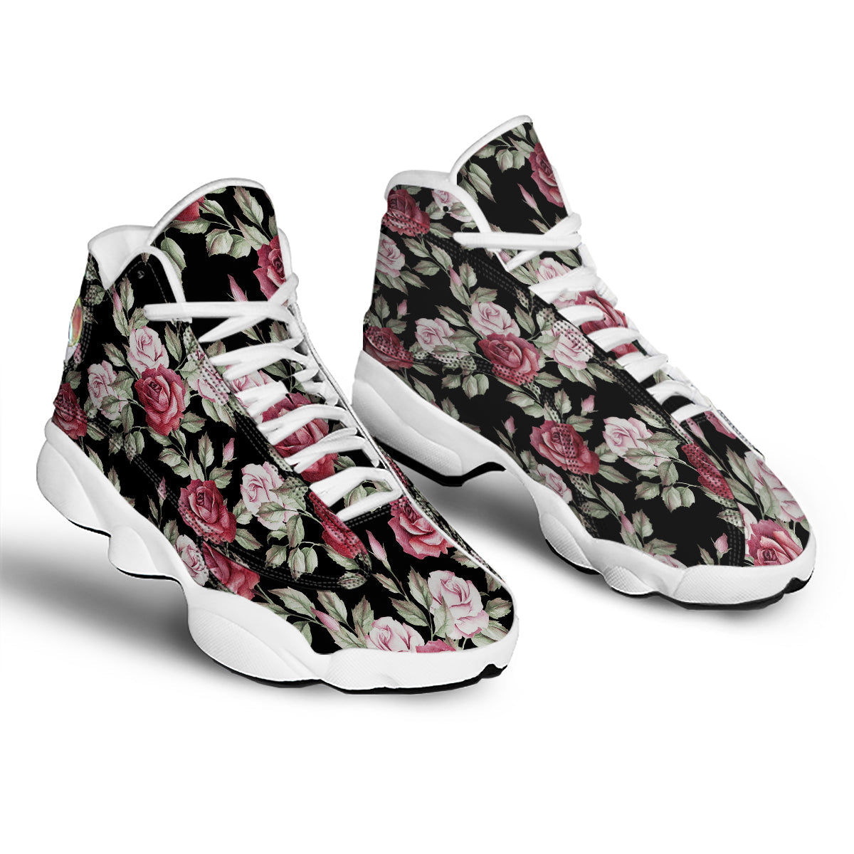 Rose Valentine's Day Print Pattern White Basketball Shoes-grizzshop