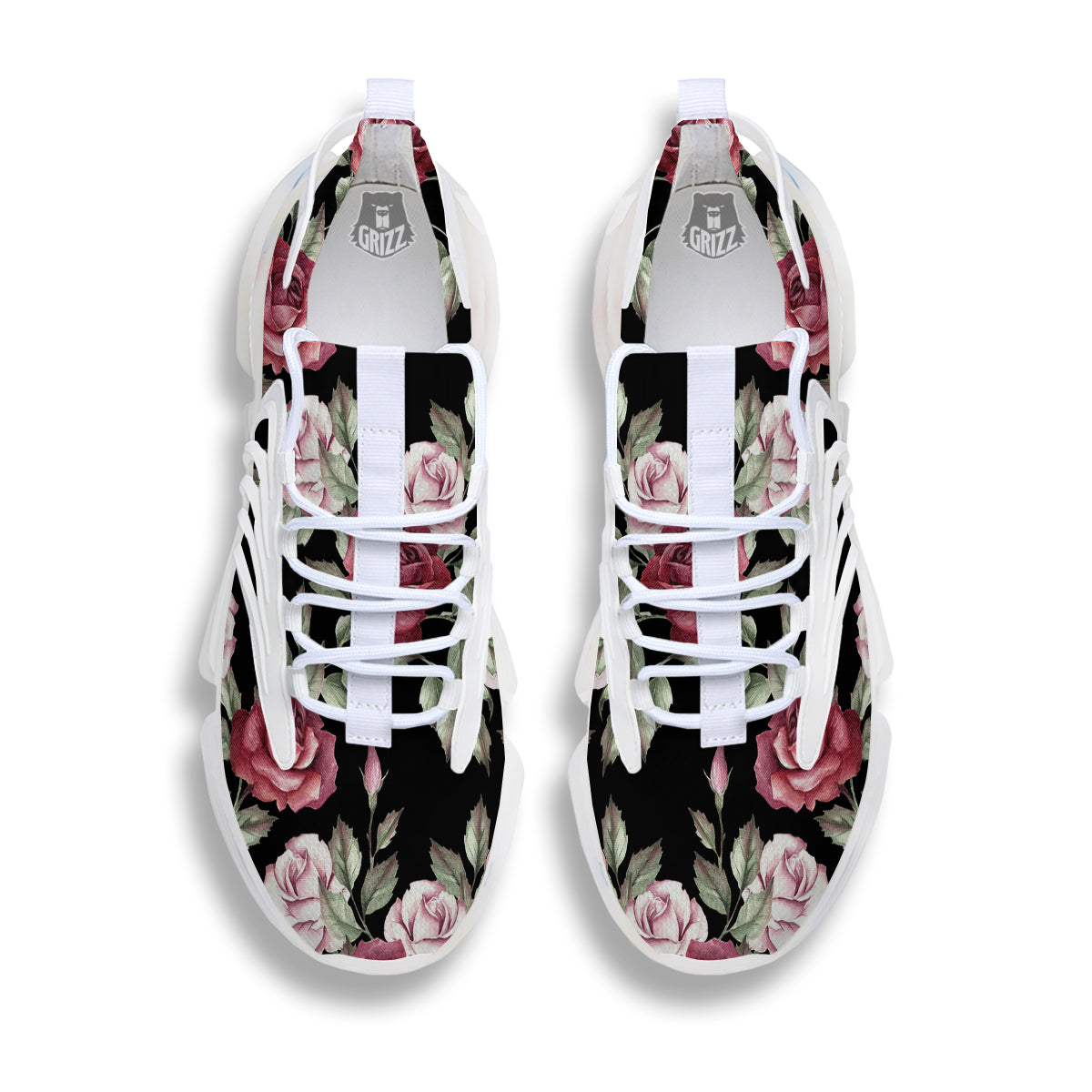 Rose Valentine's Day Print Pattern White Gym Shoes-grizzshop