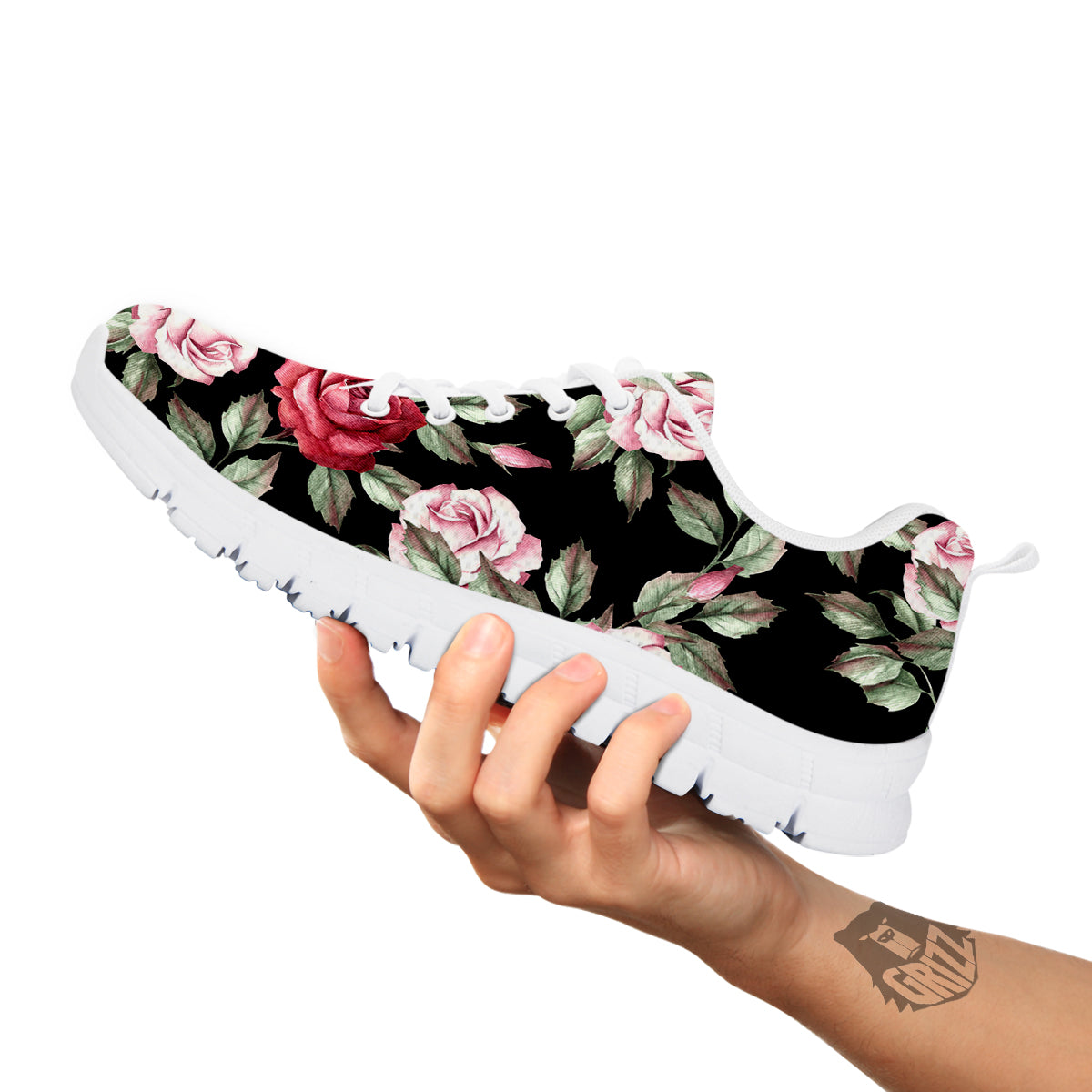 Rose Valentine's Day Print Pattern White Sneaker-grizzshop