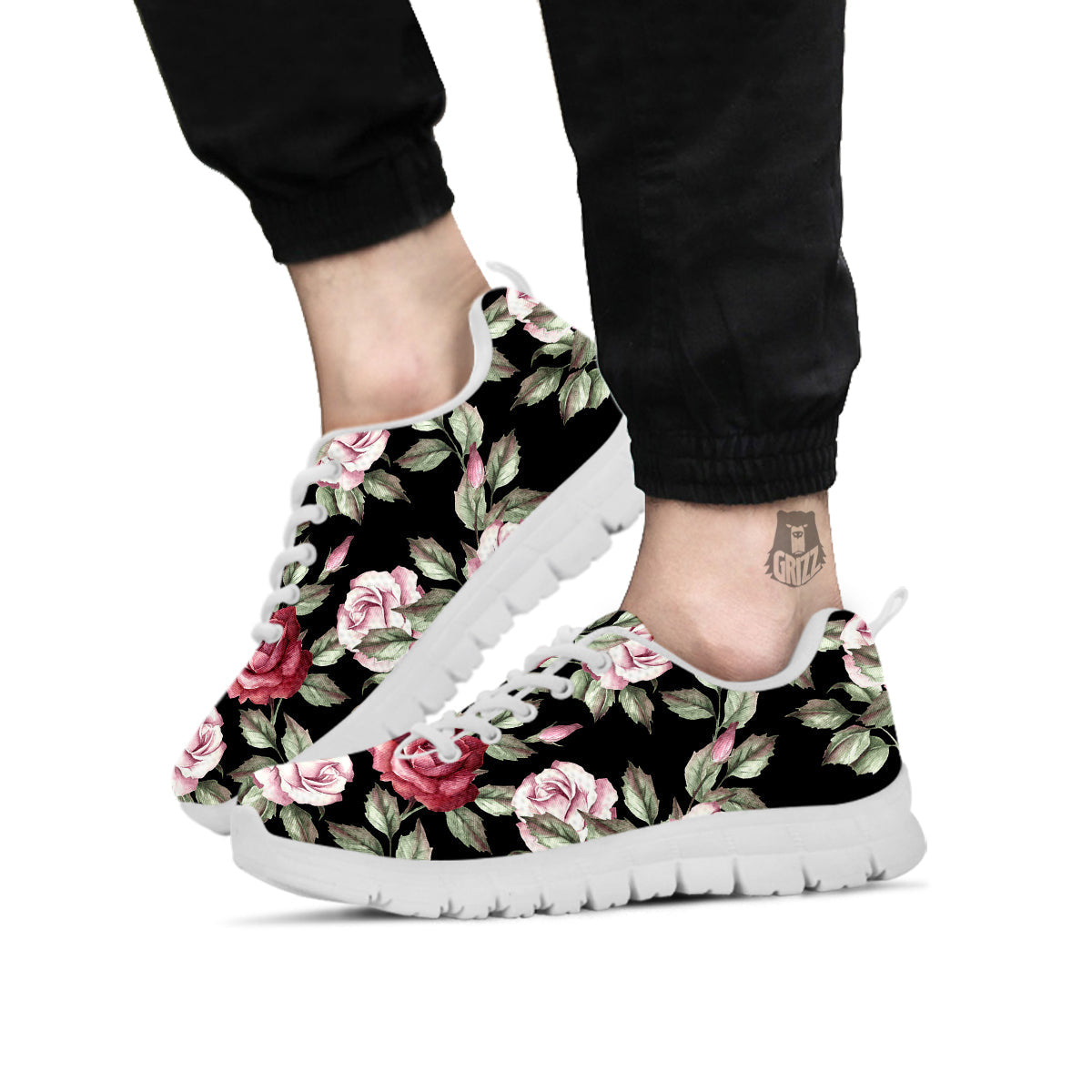 Rose Valentine's Day Print Pattern White Sneaker-grizzshop