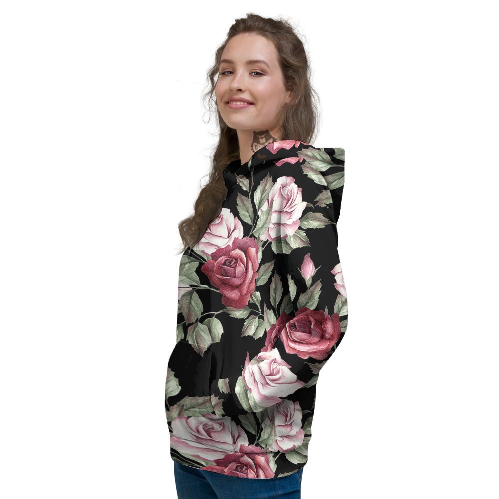 Rose Valentine's Day Print Pattern Women's Hoodie-grizzshop