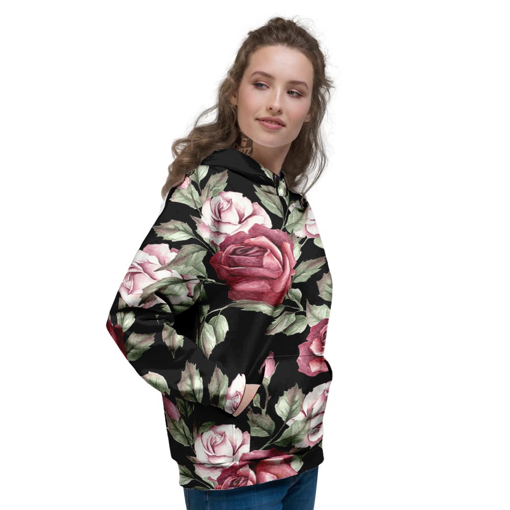 Rose Valentine's Day Print Pattern Women's Hoodie-grizzshop