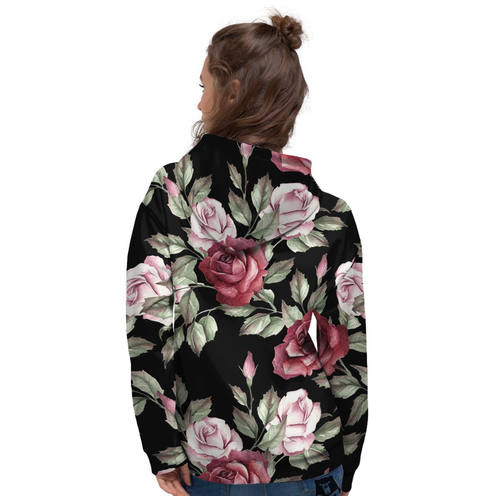 Rose Valentine's Day Print Pattern Women's Hoodie-grizzshop