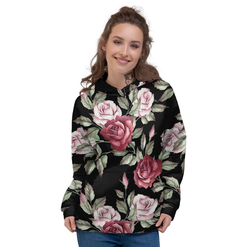 Rose Valentine's Day Print Pattern Women's Hoodie-grizzshop