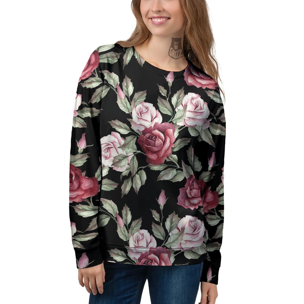 Rose Valentine's Day Print Pattern Women's Sweatshirt-grizzshop