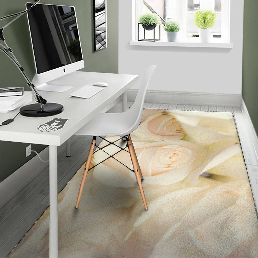 Rose White Print Floor Mat-grizzshop