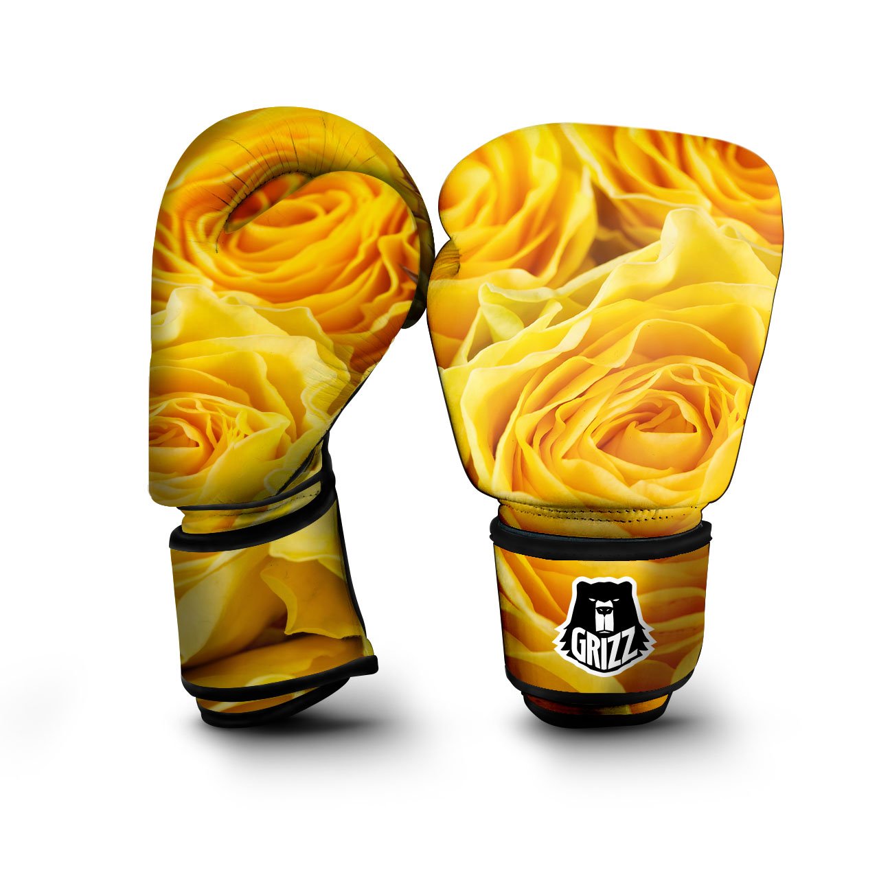 Rose Yellow Print Boxing Gloves-grizzshop