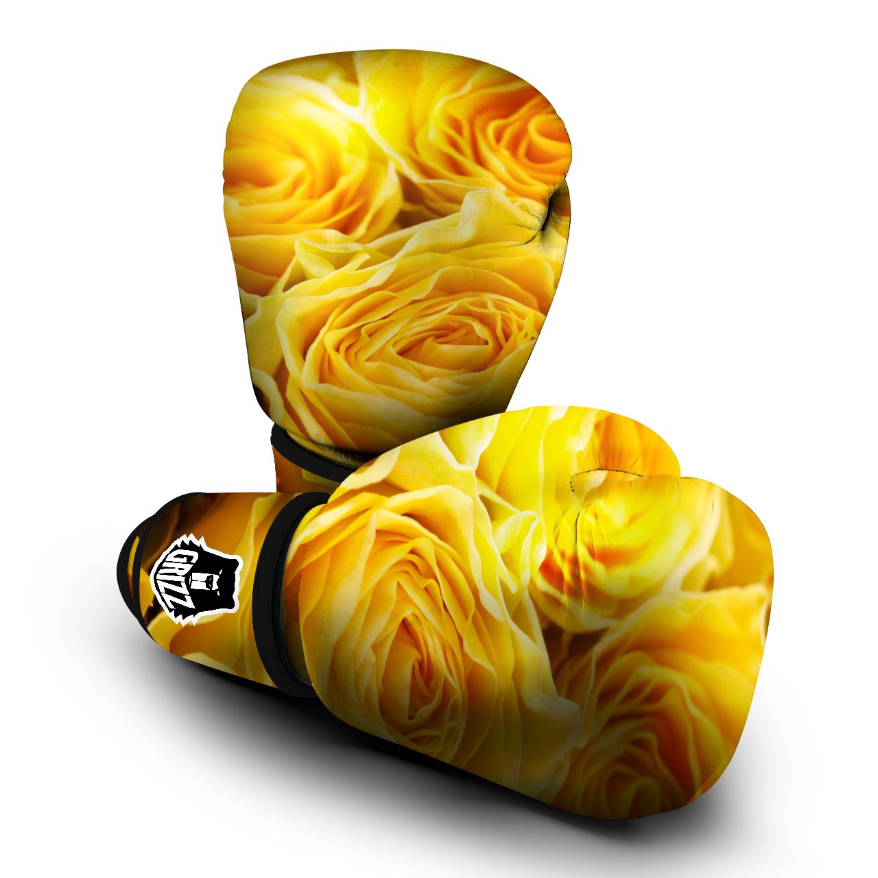 Rose Yellow Print Boxing Gloves-grizzshop