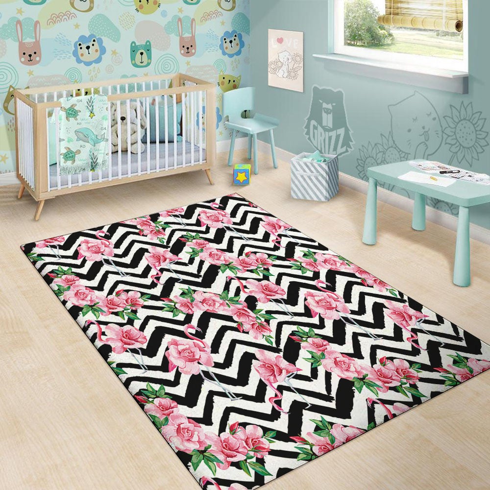 Rose Zigzag Pink Print Pattern Floor Mat-grizzshop