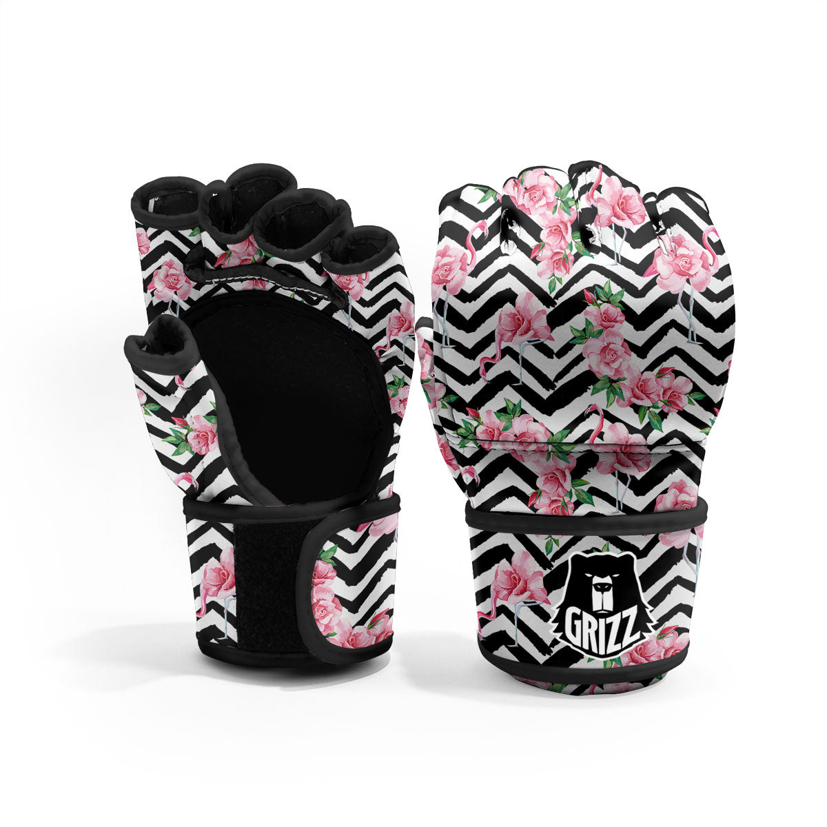 Rose Zigzag Pink Print Pattern MMA Gloves-grizzshop
