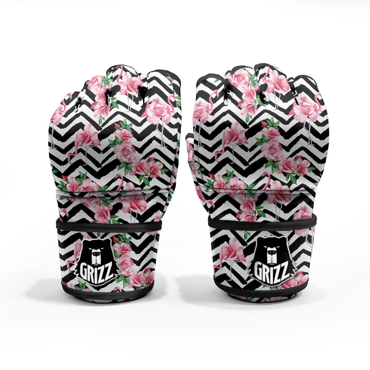 Rose Zigzag Pink Print Pattern MMA Gloves-grizzshop