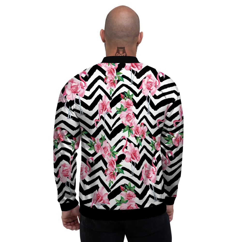 Rose Zigzag Pink Print Pattern Men's Bomber Jacket-grizzshop