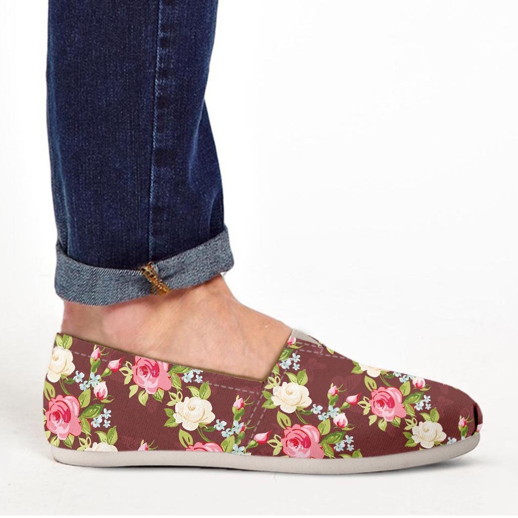 Rose Floral Print Canvas Shoes-grizzshop