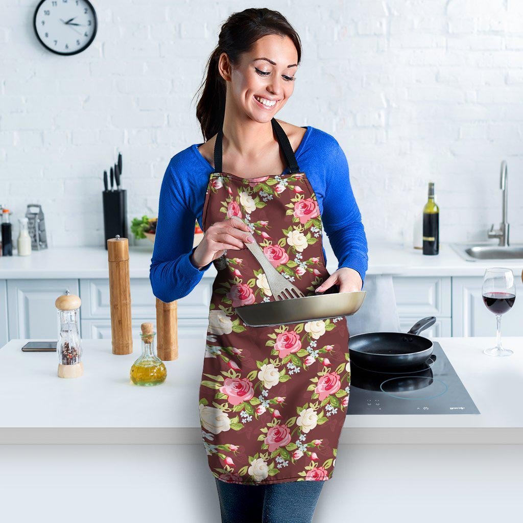 Rose Floral Print Women's Apron-grizzshop