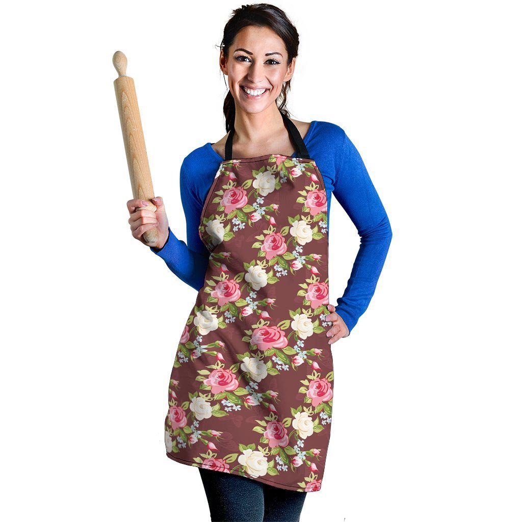 Rose Floral Print Women's Apron-grizzshop