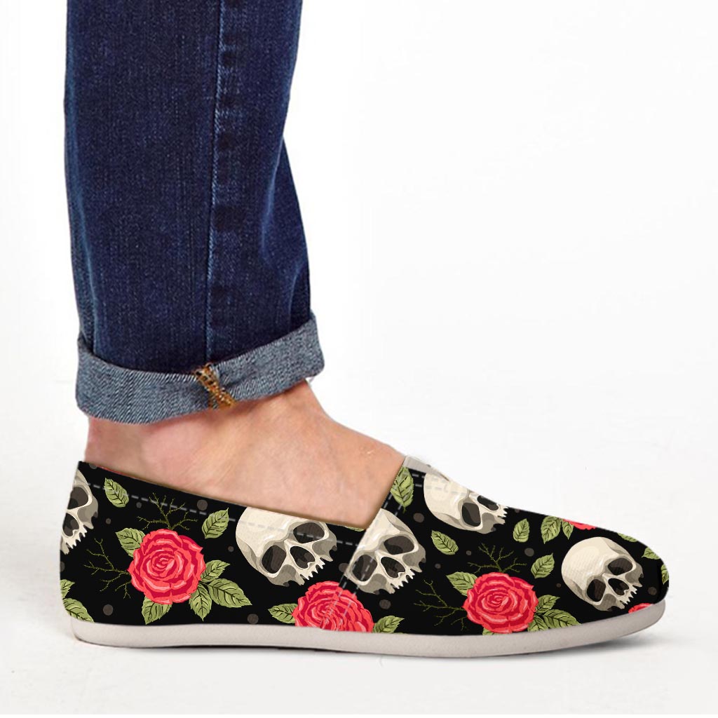 Rose Skull Canvas Shoes-grizzshop