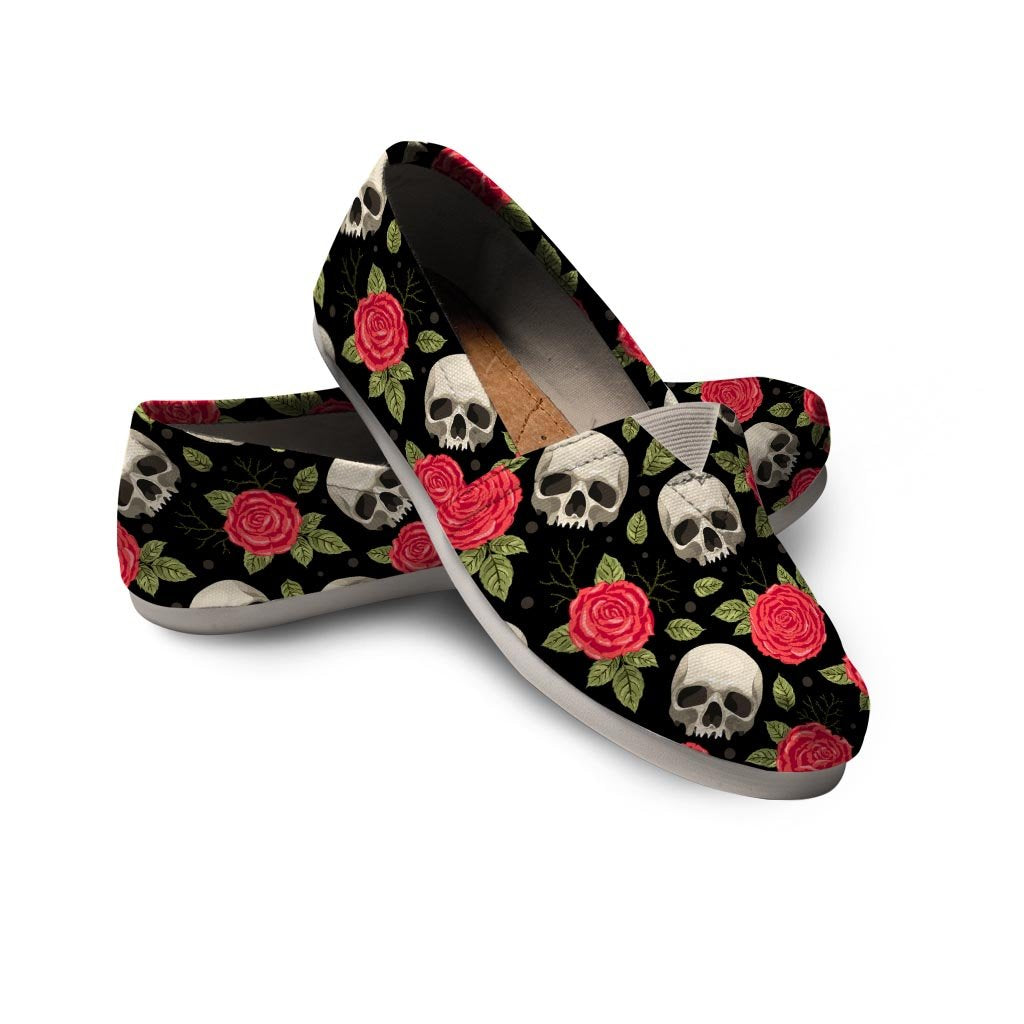 Rose Skull Canvas Shoes-grizzshop