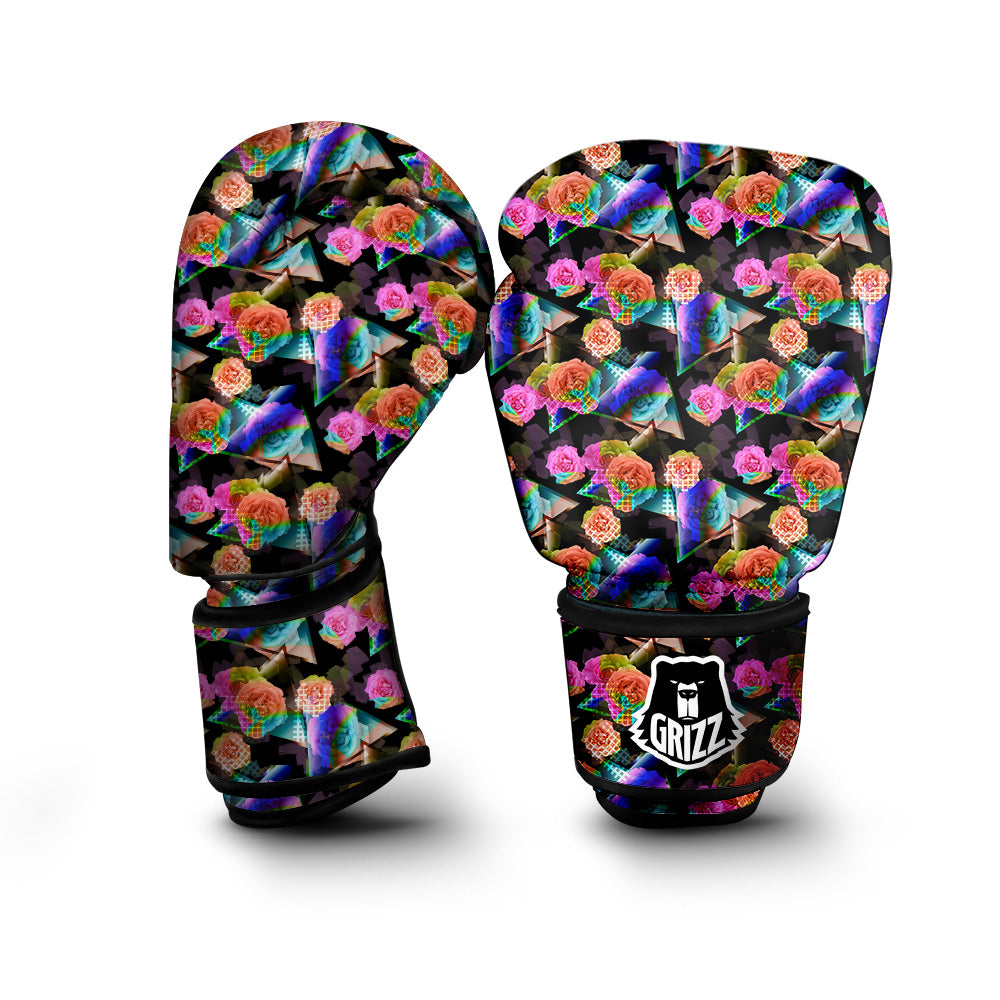 Roses Colorful Gradient Triangle Print Pattern Boxing Gloves-grizzshop