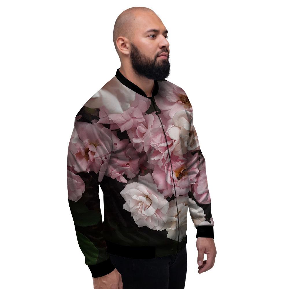 Roses Floral Retro Pink Print Men's Bomber Jacket-grizzshop