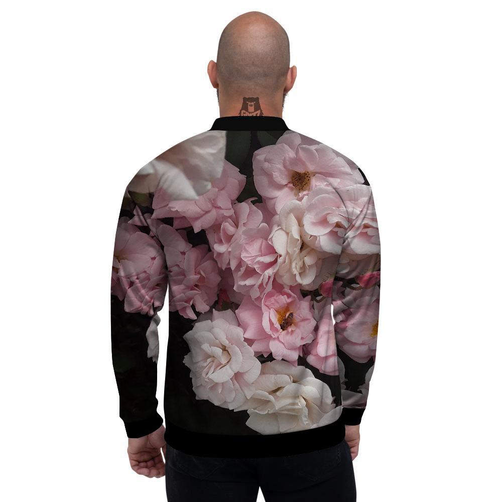 Roses Floral Retro Pink Print Men's Bomber Jacket-grizzshop