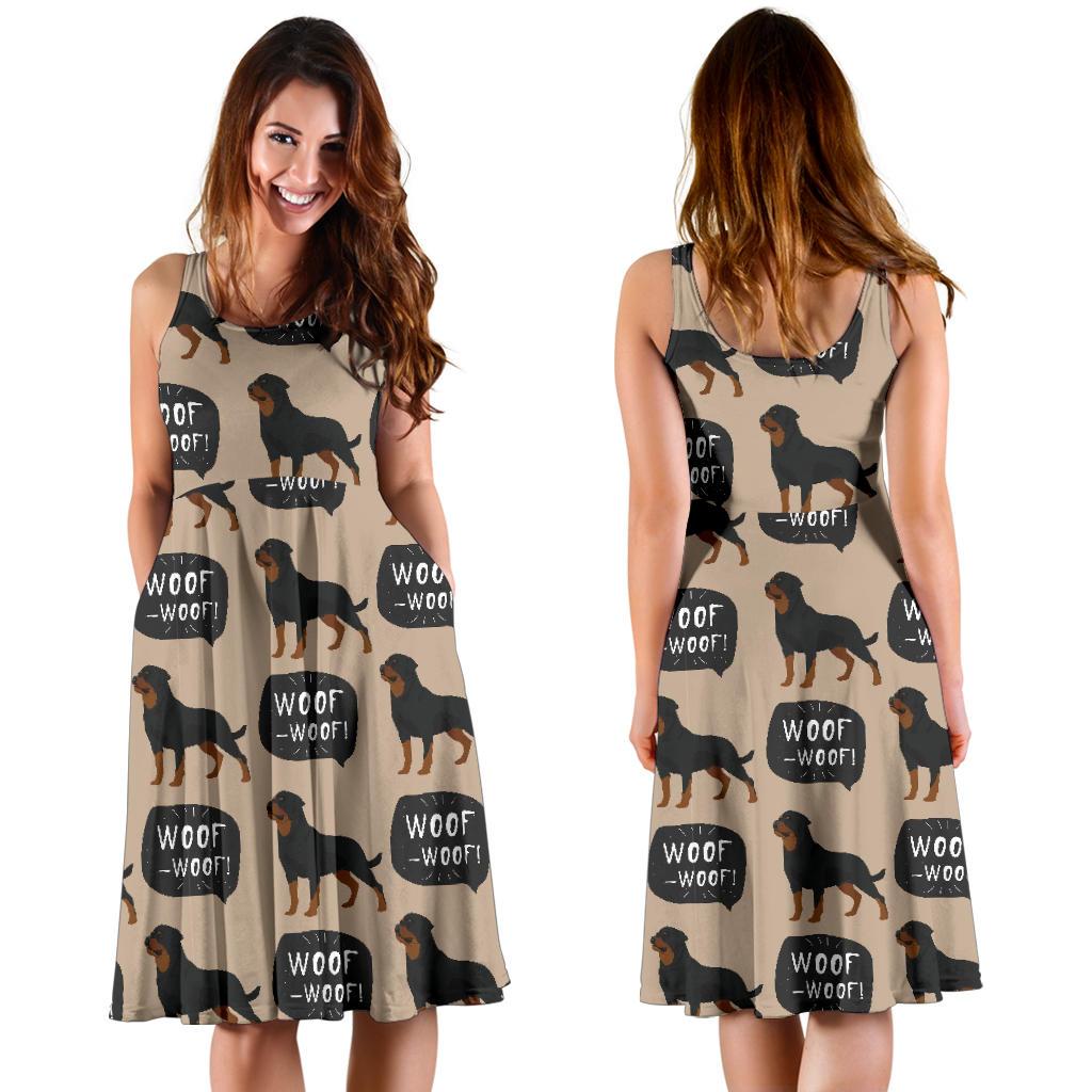Rottweiler Dog Pattern Print Dress-grizzshop