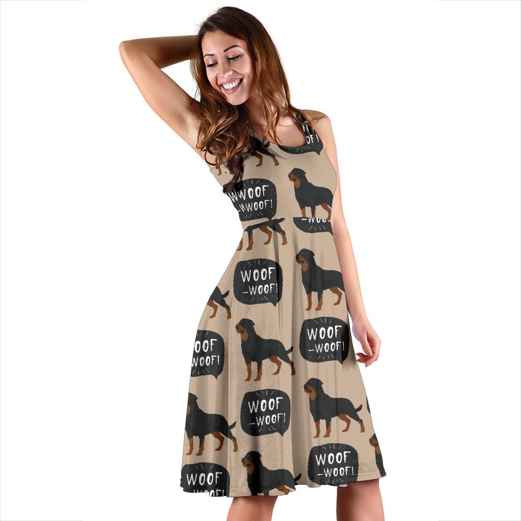 Rottweiler Dog Pattern Print Dress-grizzshop