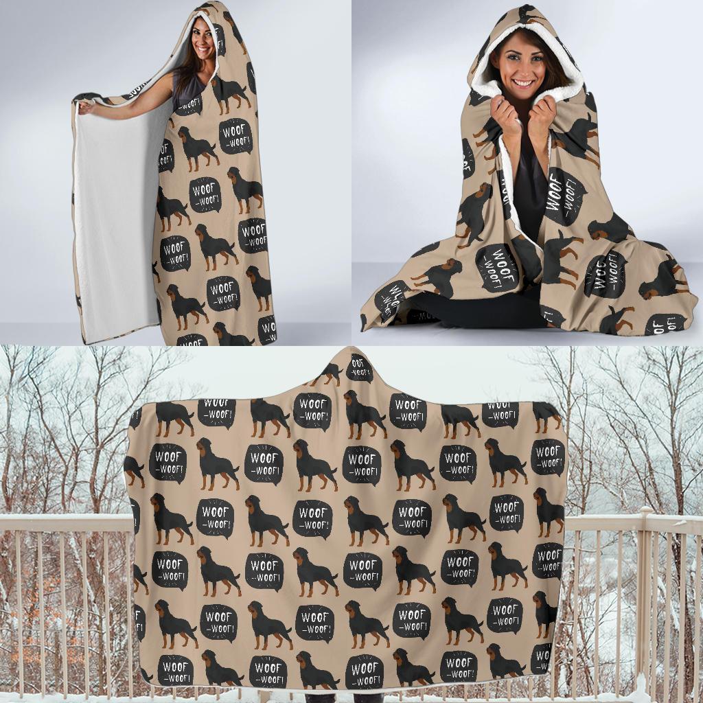 Rottweiler Dog Pattern Print Hooded Blanket-grizzshop