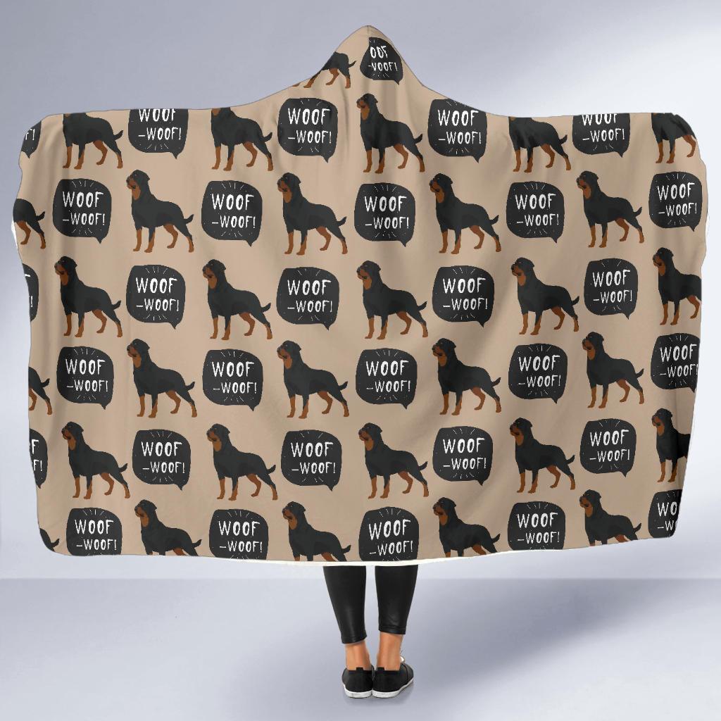 Rottweiler Dog Pattern Print Hooded Blanket-grizzshop