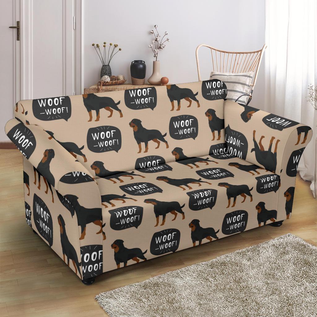 Rottweiler Dog Pattern Print Loveseat Cover-grizzshop