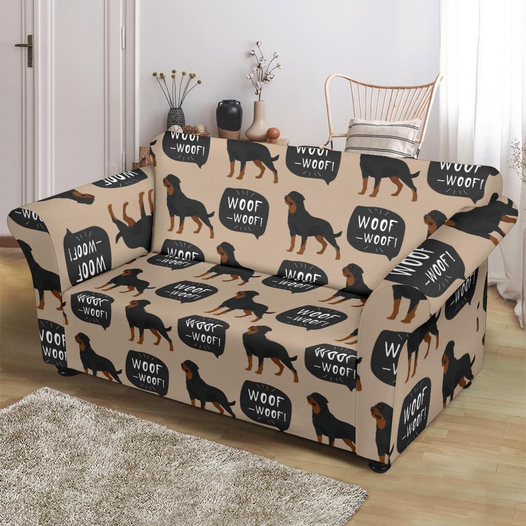 Rottweiler Dog Pattern Print Loveseat Cover-grizzshop