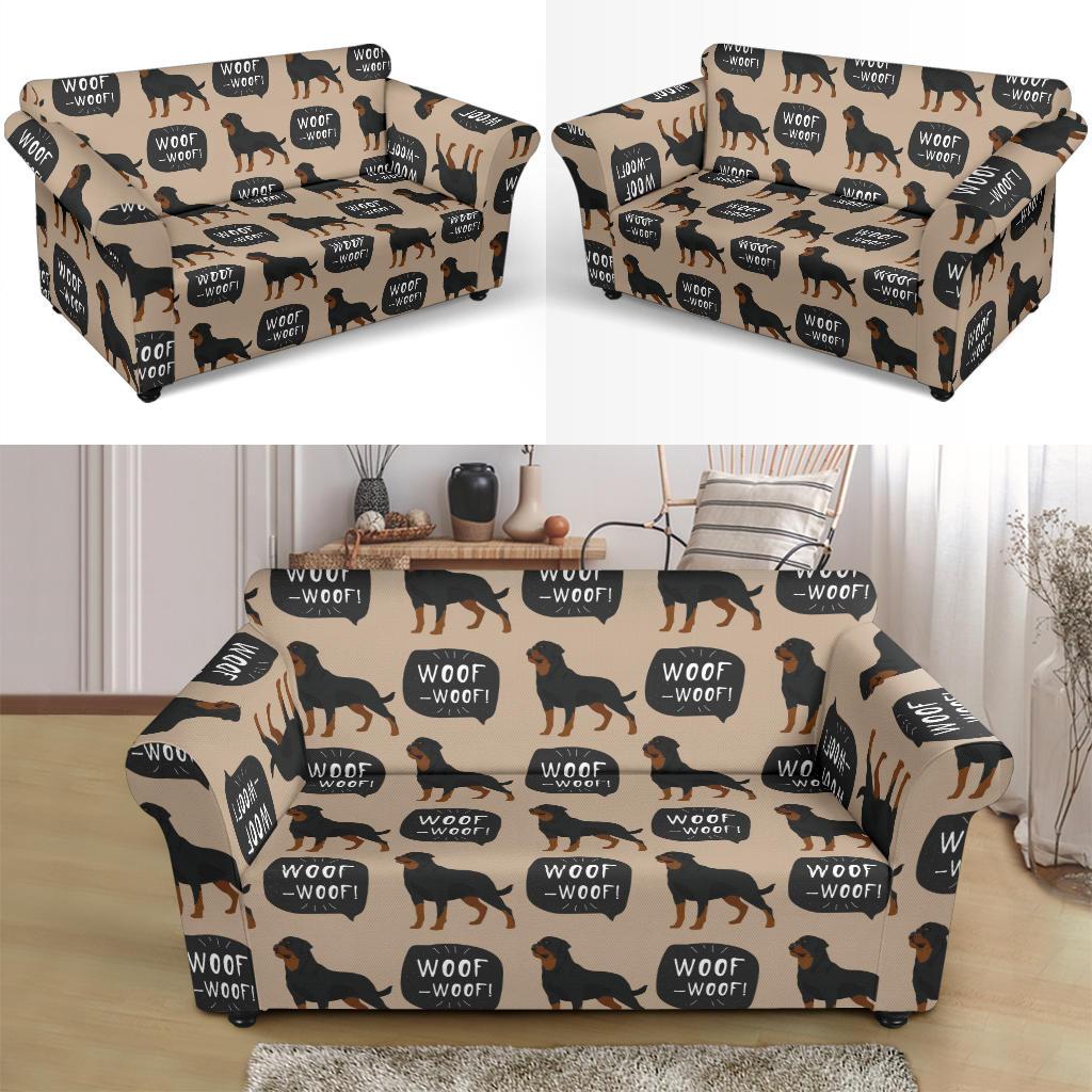 Rottweiler Dog Pattern Print Loveseat Cover-grizzshop