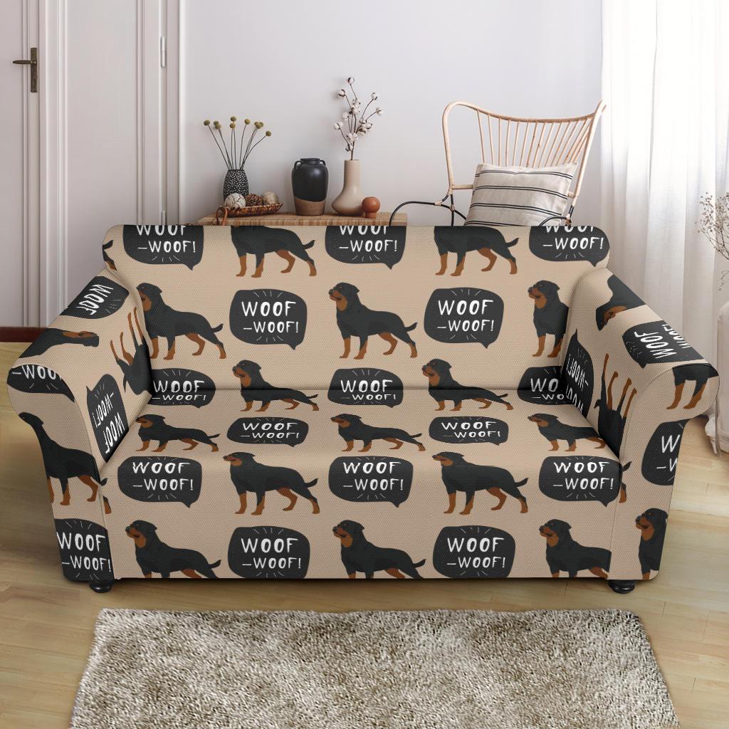 Rottweiler Dog Pattern Print Loveseat Cover-grizzshop