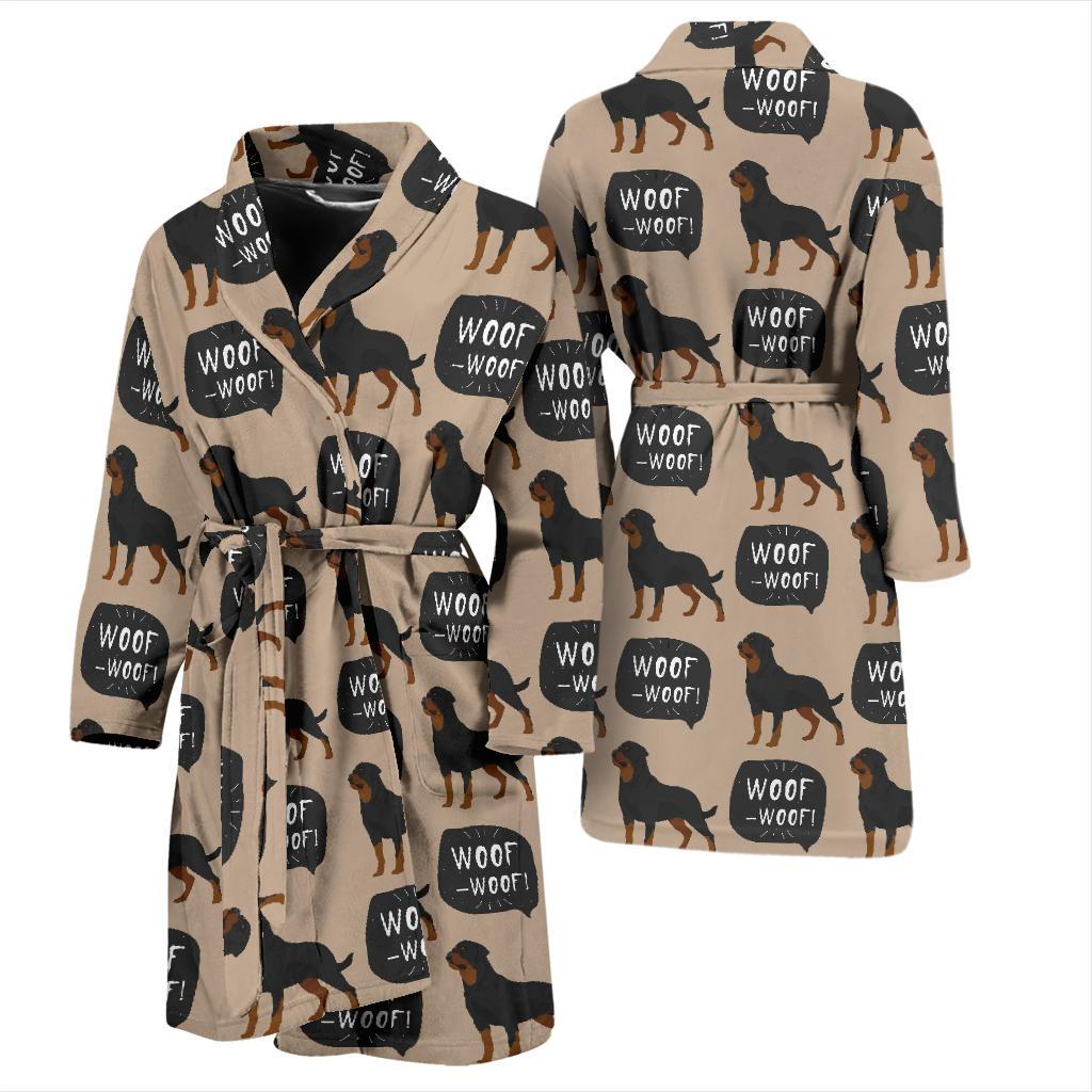 Rottweiler Dog Pattern Print Men Long Robe-grizzshop