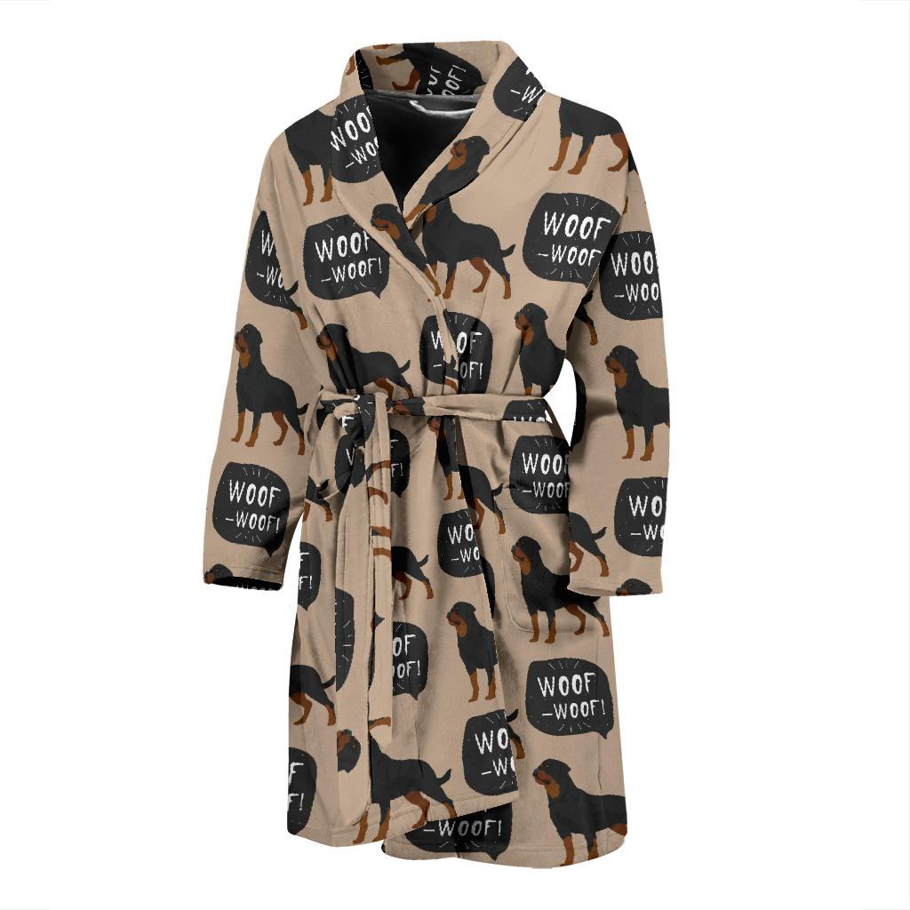 Rottweiler Dog Pattern Print Men Long Robe-grizzshop