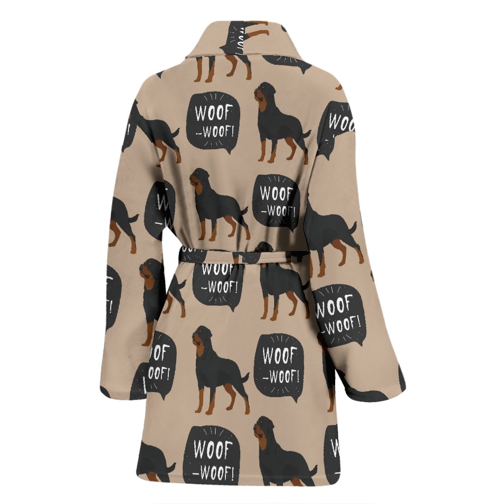 Rottweiler Dog Pattern Print Women Long Robe-grizzshop