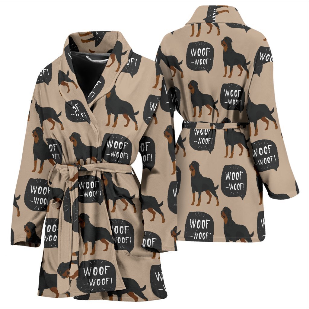 Rottweiler Dog Pattern Print Women Long Robe-grizzshop