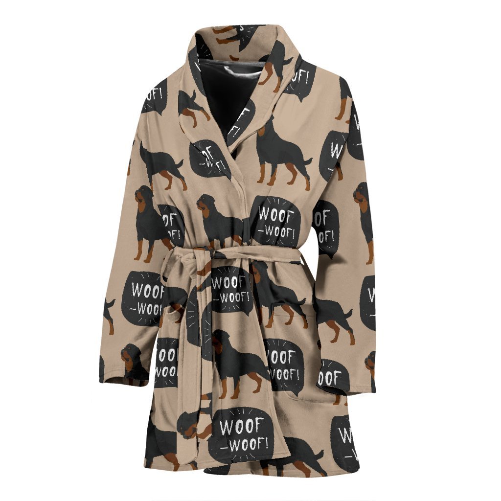 Rottweiler Dog Pattern Print Women Long Robe-grizzshop