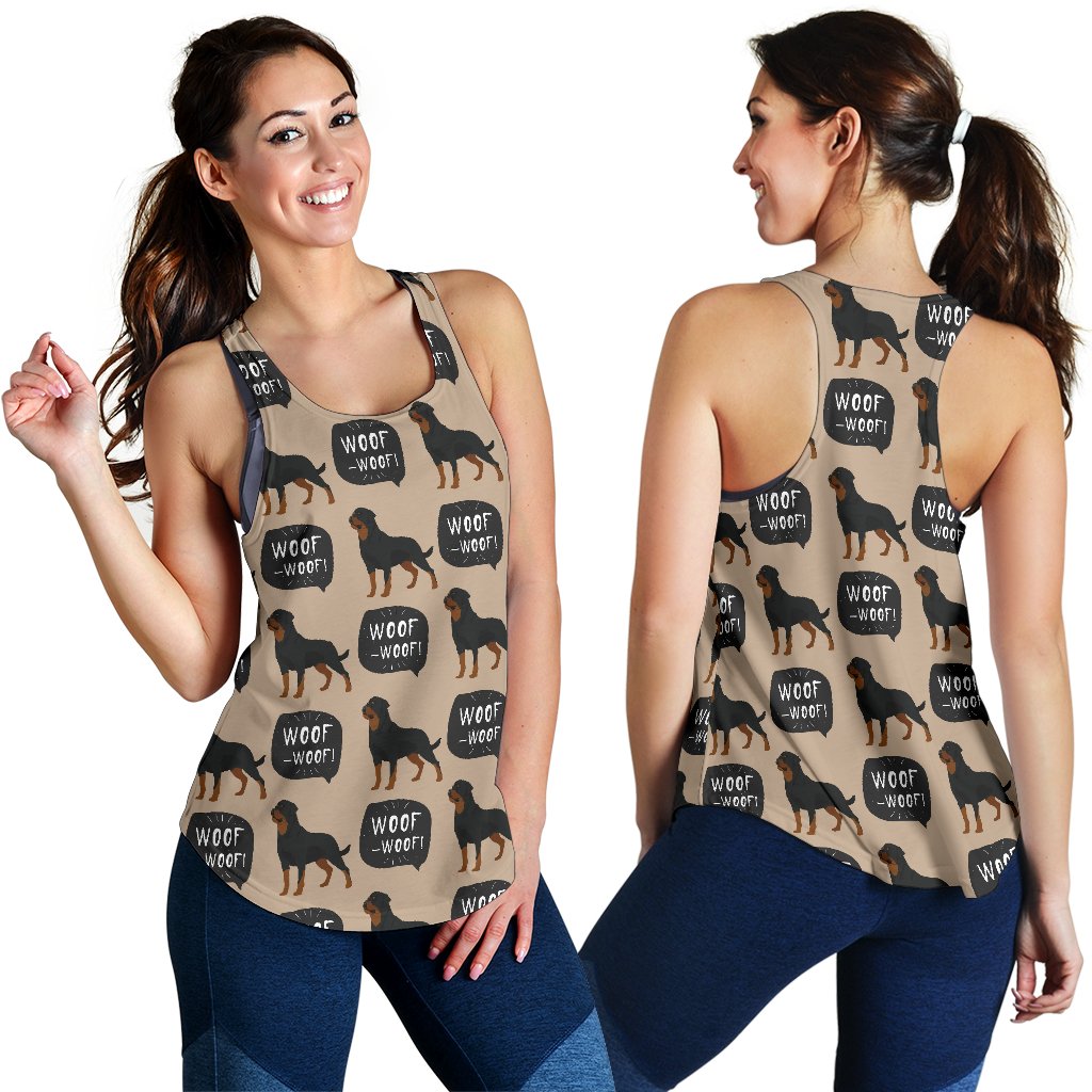 Rottweiler Dog Pattern Print Women's Racerback Tank Tops-grizzshop